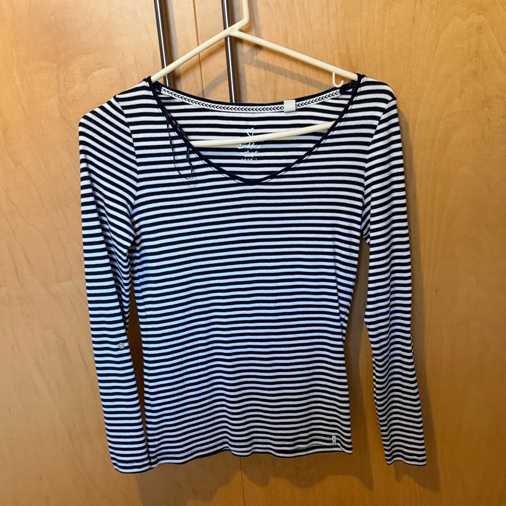 Esprit Black and White Striped Long Sleeve Top